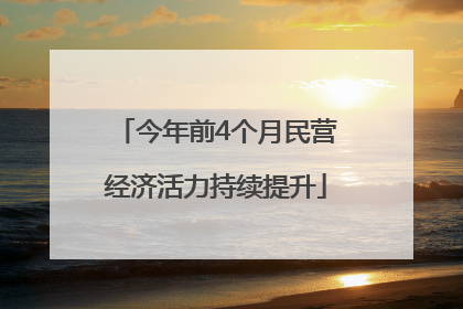今年前4个月民营经济活力持续提升